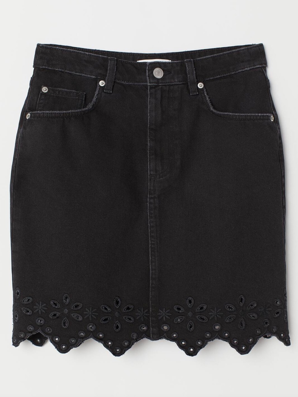 H&M eyelet hem denim skirt